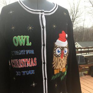Sweater " OWL I WANT FOR CHRISTMAS IS YOU" Multi color,  XXL